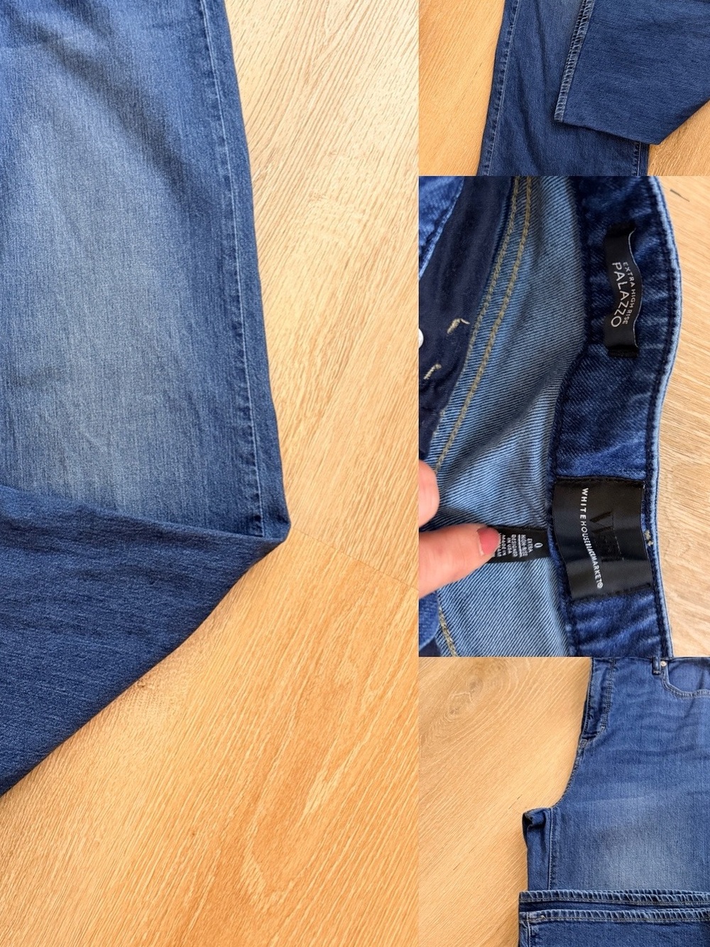 White House Black Market Women's Blue Wide-Leg Jeans